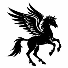 Pegasus vector silhouette black design white background