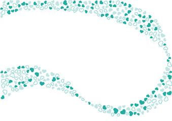 ハート柄の背景 緑系の3色 フチと単色 ハート