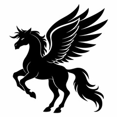 Pegasus vector silhouette black design white background