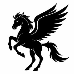 Pegasus vector silhouette black design white background