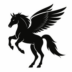 Pegasus vector silhouette black design white background