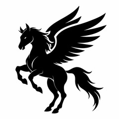 Pegasus vector silhouette black design white background