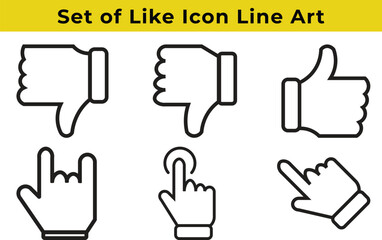 Set of Hand Gestures Icon Line Art
