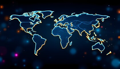 world map with a light