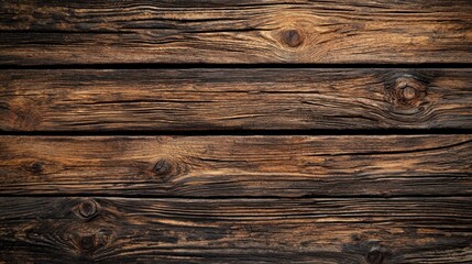 Naklejka premium Distressed dark wooden planks, aged and textured horizontal background, panoramic banner for vintage aesthetics.