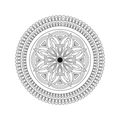 Mandala Design Intricate Black and White Circular Pattern Detailed Floral Motif Geometric Symmetry