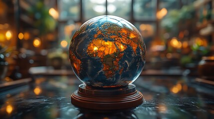 Fototapeta premium Sustainable Living Theme Captured Through Realistic Earth Display Photo