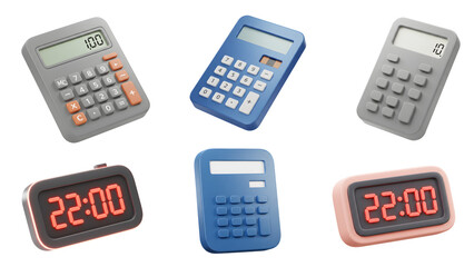 3D Calculators and Clocks - School Theme