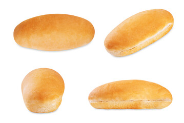 Hotdog bun on a white isolated background
