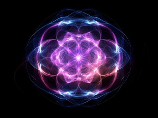 Intricate, glowing,  energy sphere design.
