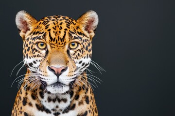 Fototapeta premium Majestic Jaguar Portrait with Striking Features and Intense Gaze