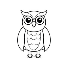 Fototapeta premium Owl bird line art vector illustration, Flat of a stylised owl