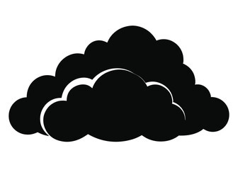 Fluffy Cumulus Clouds Black and White Silhouette Illustration, Cumulus Clouds Vector Silhouette Illustration in Black and White