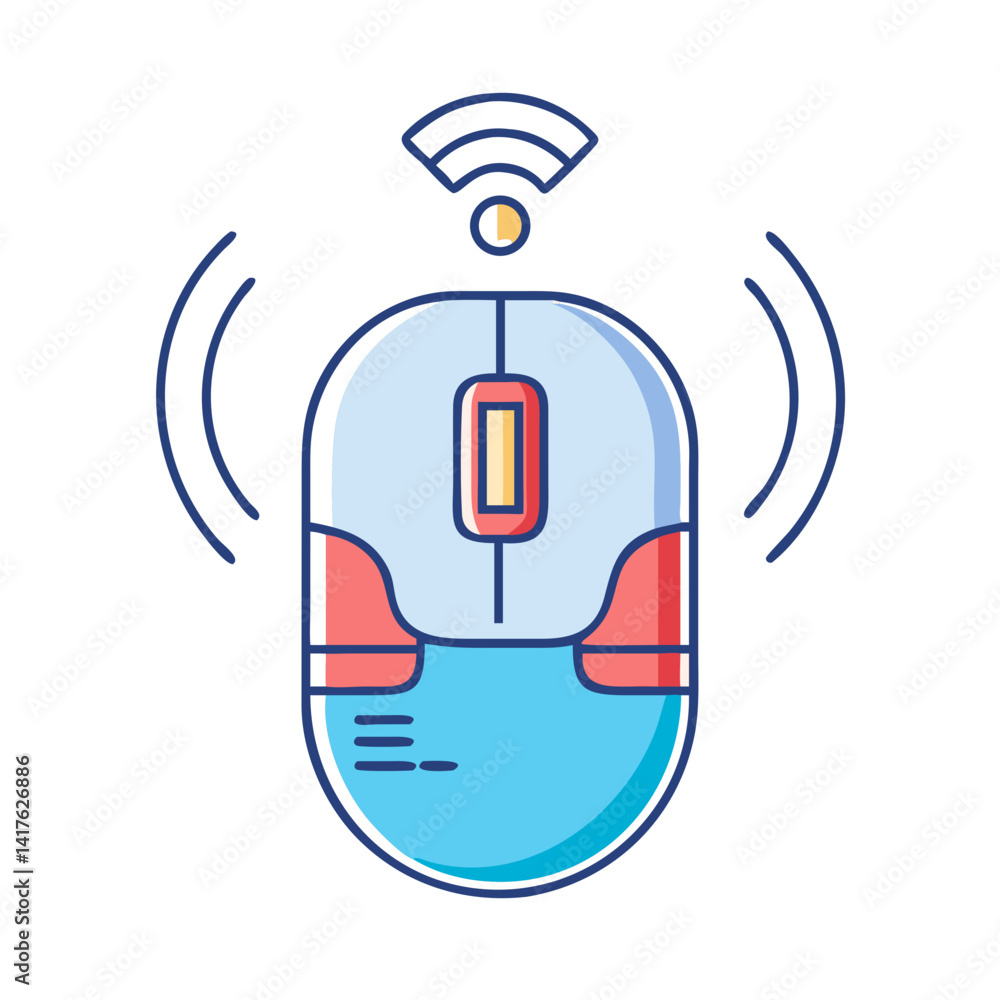 Poster illustration of a wireless computer mouse connected to a wifi network