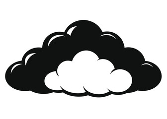 Fluffy Cumulus Clouds Black and White Silhouette Illustration, Cumulus Clouds Vector Silhouette Illustration in Black and White