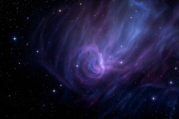 Swirling space dust and glowing galaxies in deep color tones. Futuristic and ethereal background with soft glow