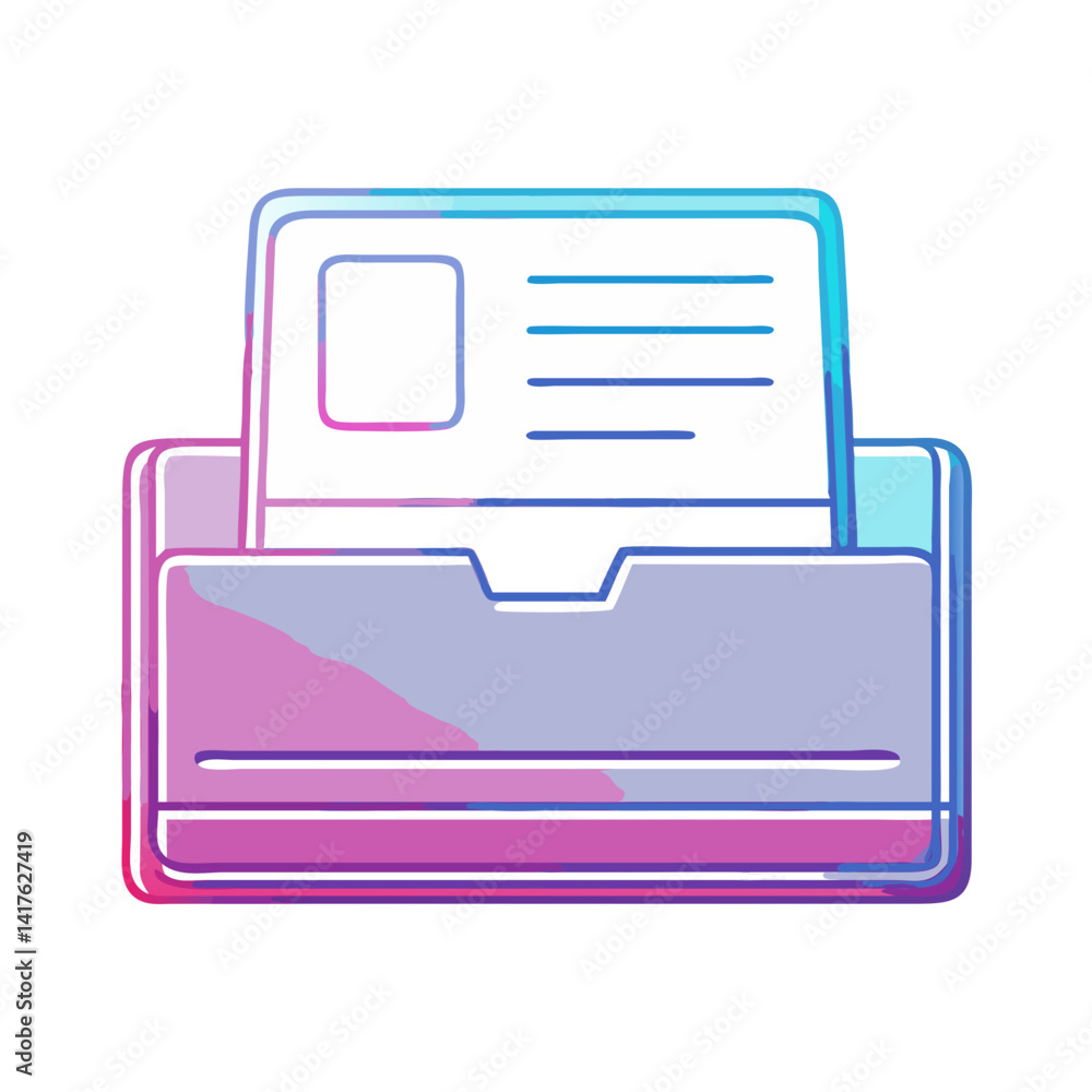 Poster vibrant illustration of an intray file folder with documents inside