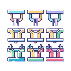 Colorful Graphic Pattern Featuring Abstract Plumbing Fixtures and Water Flowing Through