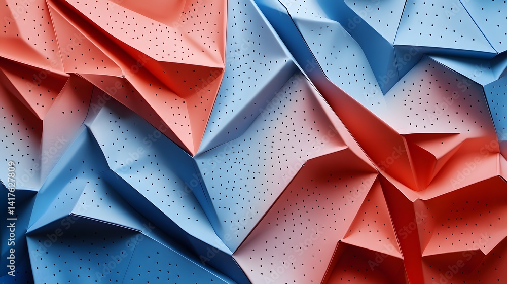Aufkleber striking red and blue interlocking pattern in modern geometric abstract design