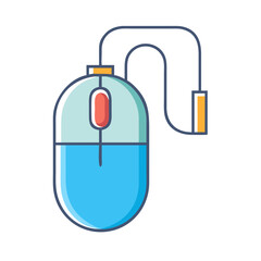 Isolated computer mouse with cable for computer or laptop usage, vector