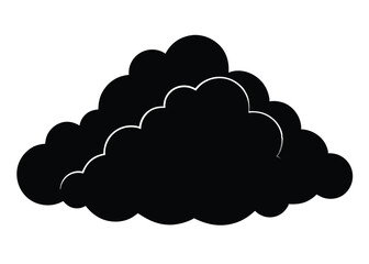 Fluffy Cumulus Clouds Black and White Silhouette Illustration, Cumulus Clouds Vector Silhouette Illustration in Black and White