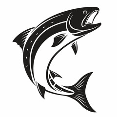 Salmon vector silhouette black design white background