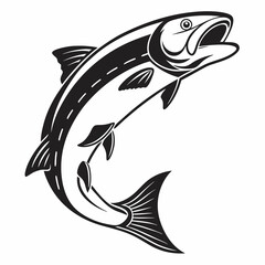Salmon vector silhouette black design white background