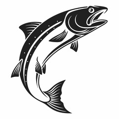 Salmon vector silhouette black design white background