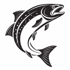 Salmon vector silhouette black design white background