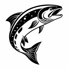 Salmon vector silhouette black design white background