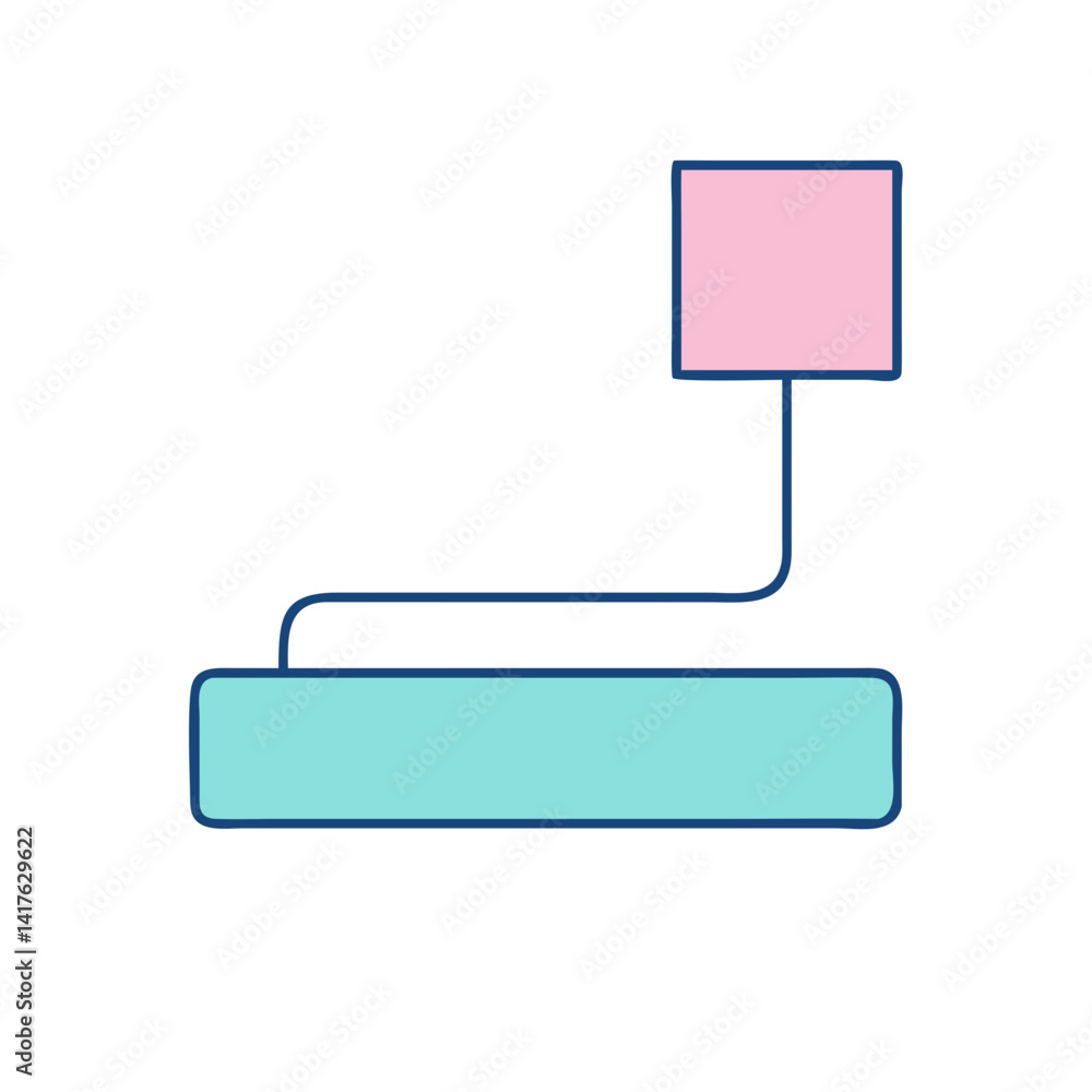 Poster simple flowchart diagram showing connection from a rectangle to another shape