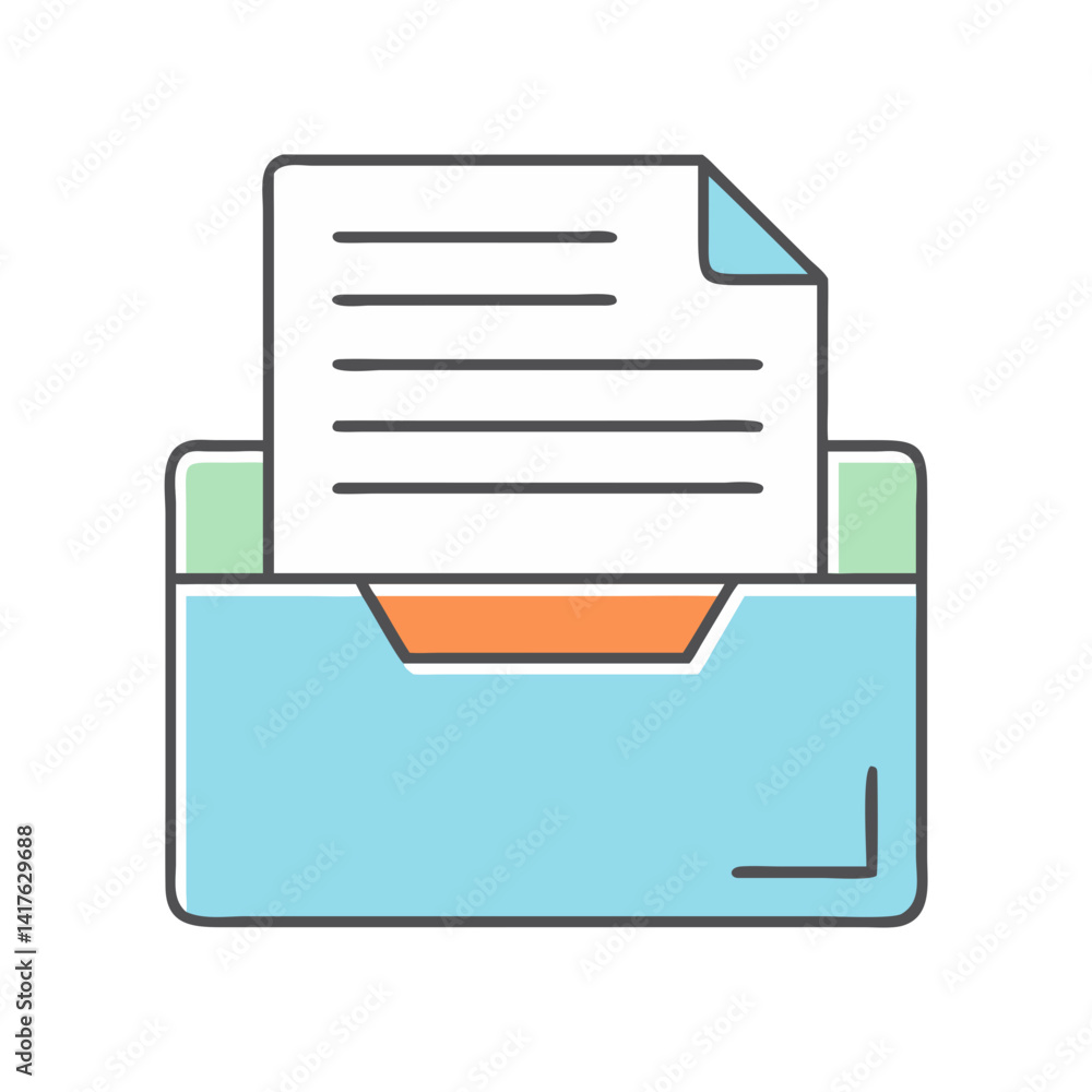 Poster colorful documents neatly organized in a stylish and efficient filing system