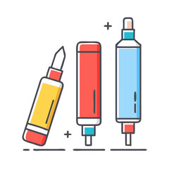 Colorful marker set for highlighting and creative expression on a white background