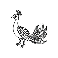 Naklejka premium Peacock with beautiful feather silhouette vector art illustration peacock on white background