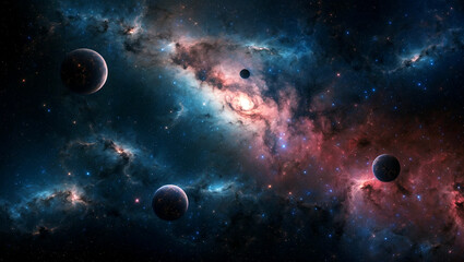 Fototapeta premium Stunning journey through nebulas in deep space