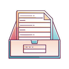 Colorful Illustration of a Filing Cabinet Drawer with Documents and Labels