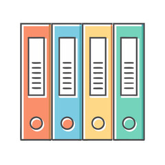 Colorful file folders organized on a shelf, representing organization and data management