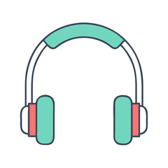 Minimalist Style Over Ear Headphones in Teal and Coral Colors