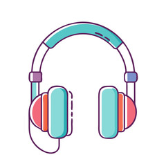 Cute colorful headphones, over the ear design, stylish and modern illustration