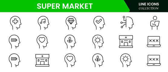 Supermarket Shopping E-commerce line icons set. Shopping Online shopping thin line icons. E-commerce symbols collection. 