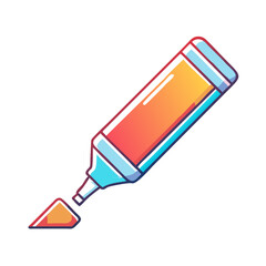 A colorful and stylized illustration of a highlighter with its cap off