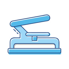 Simple blue illustration of a paper punch, a common office supply