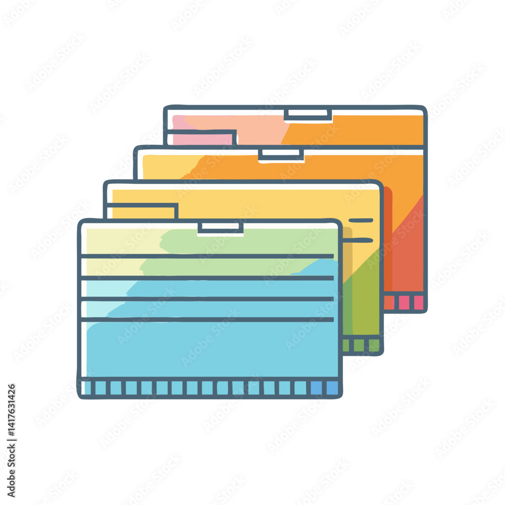 Aufkleber stylized icon of stacked file folders or documents in an office setting