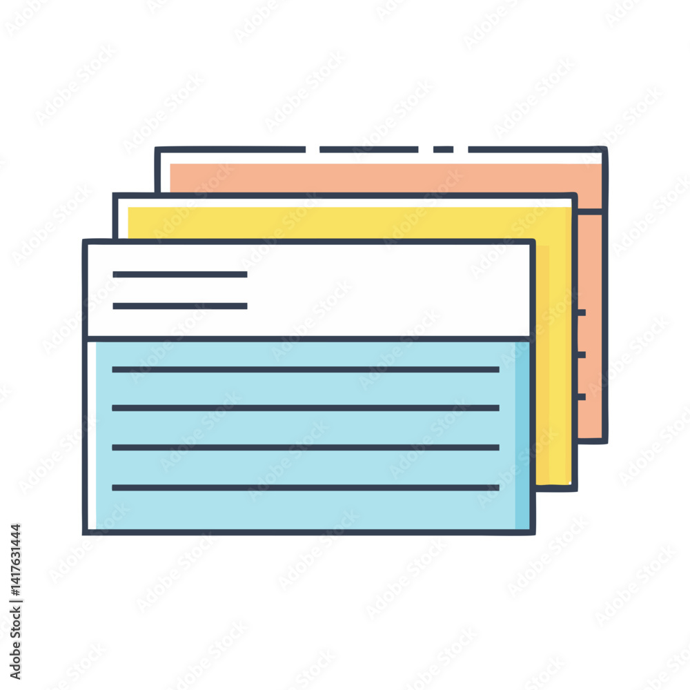 Poster stack of colorful document pages suggesting organization and paperwork management