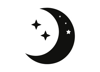 Crescent Moon and Stars Minimal Vector