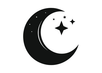 Crescent Moon and Stars Minimal Vector