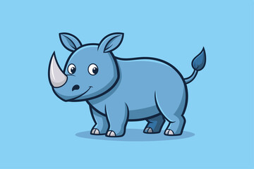 Funny Rhino Vector Illustration, Playful funny rhino vector design