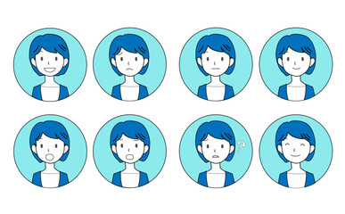 女性の顔のアイコンイラスト