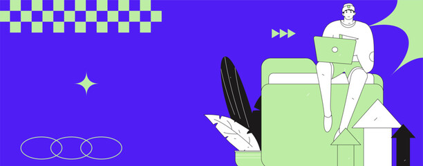 Flat vector illustration of business people operating work scene
