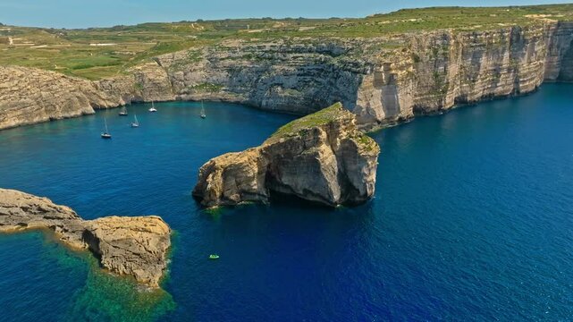 Famous Fungus Rock in Gozo island, Maltese island